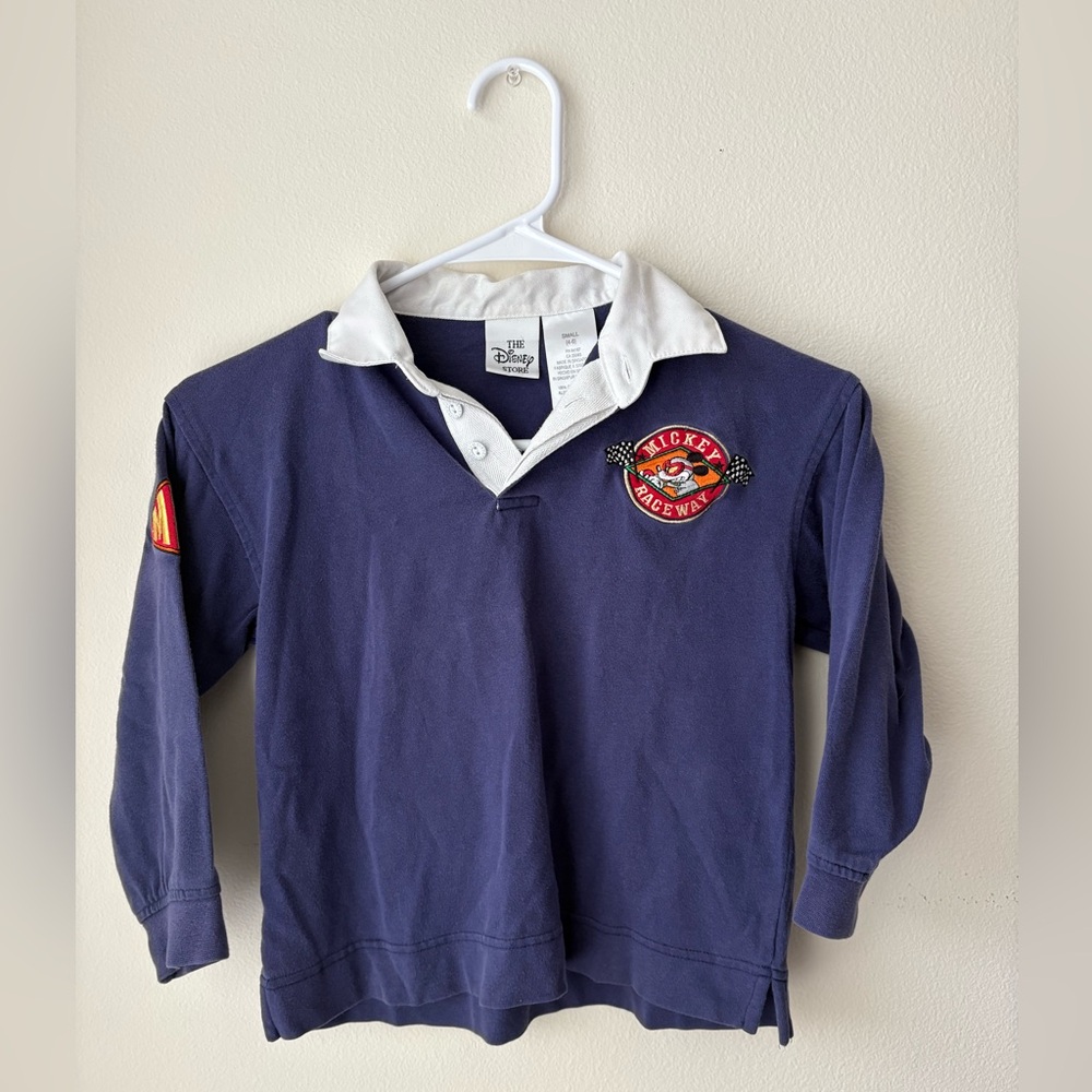 Vintage Disney Store Kids Navy Racing Shirt Size 4-6